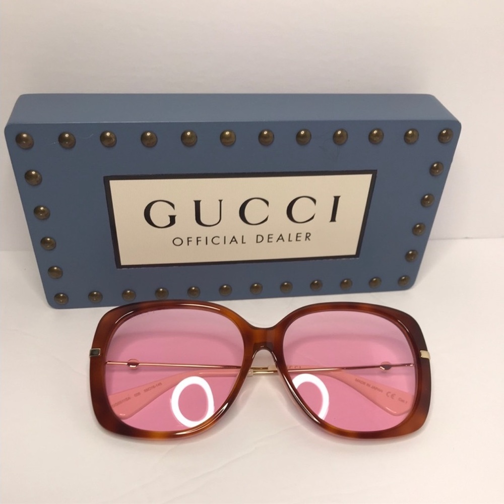 GUCCI GG0511SA 006 Rectangle Square Light Havana Pink Women's Sunglasses 59 mm